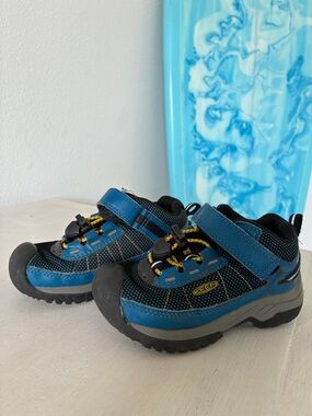 Keen Kids Blue and Black Hiking shoes  with Yellow Accents